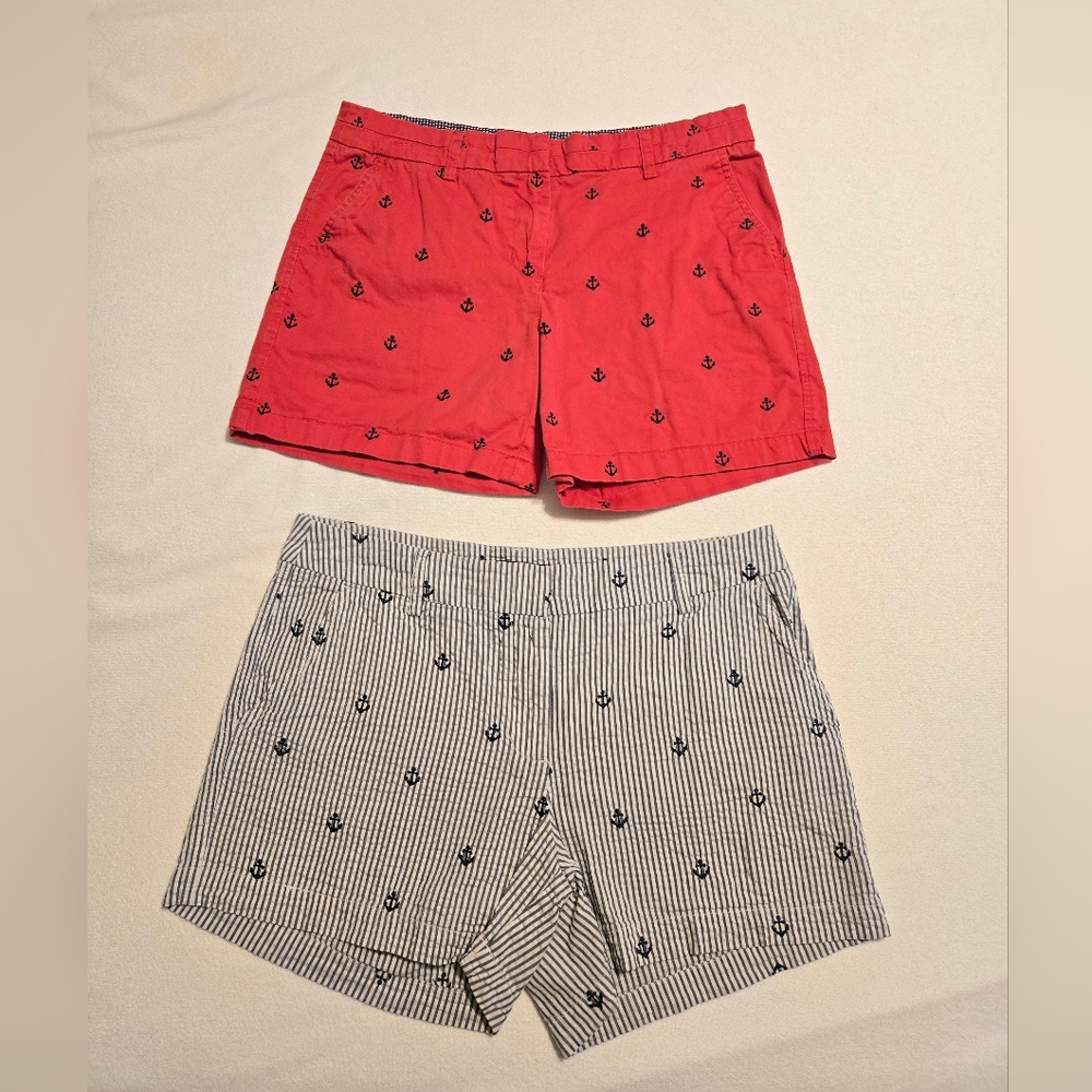 British Khaki Anchor Shorts Set Women SZ. 8